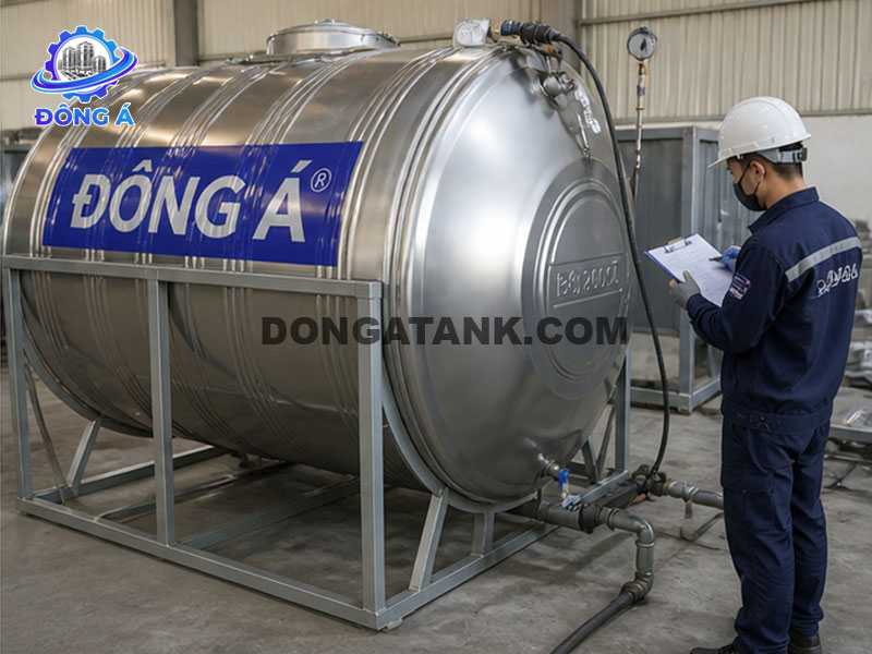 Bồn nước Inox Đông Á 1500L ngang (Φ1140)