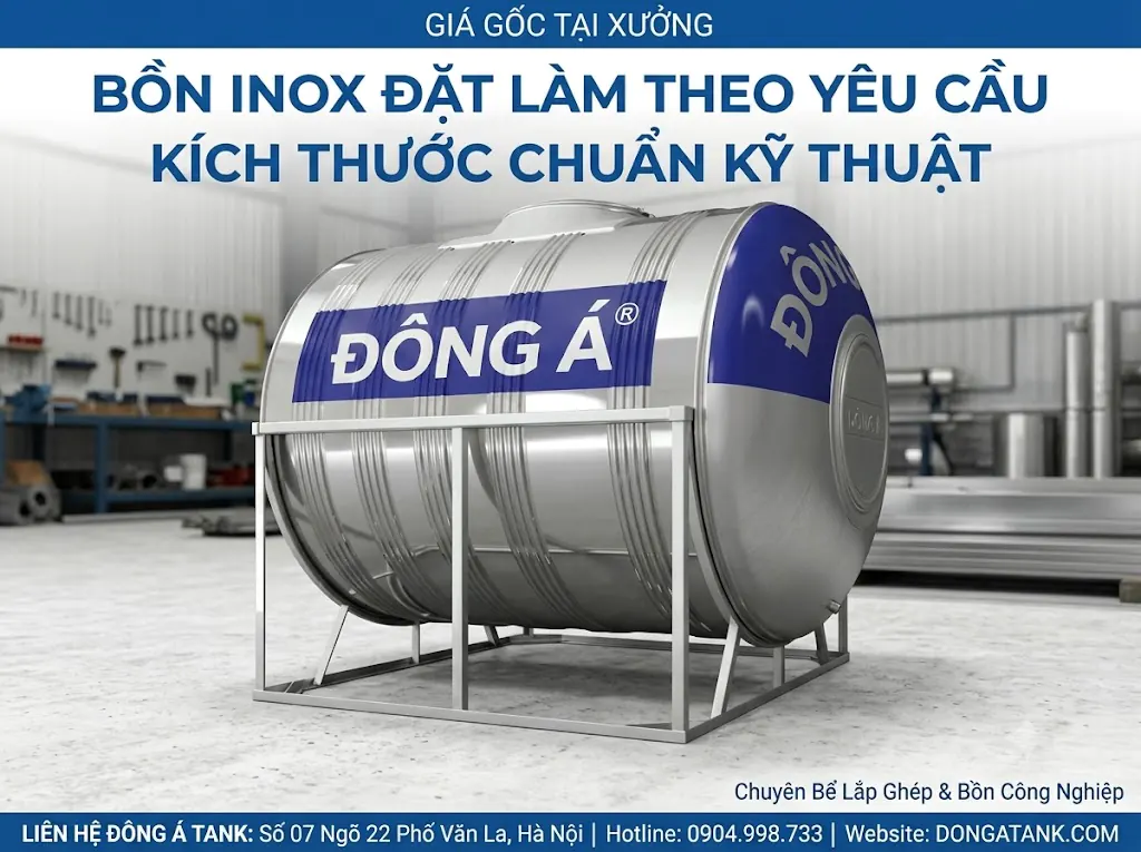 Bồn inox đặt làm theo yêu cầu kích thước chuẩn kỹ thuật