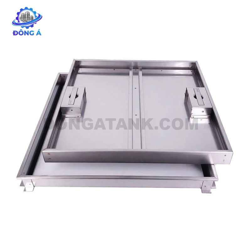 Nắp bể ngầm inox 400x400, chịu tải 2 tấn