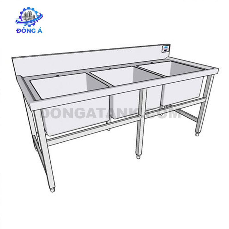 Chậu rửa inox công nghiệp 3 hố chậu